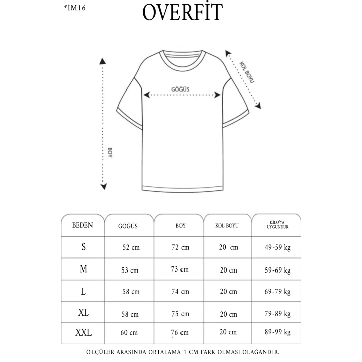 Unisex Düz Biskilet Yaka Oversize T-shirt - Bej