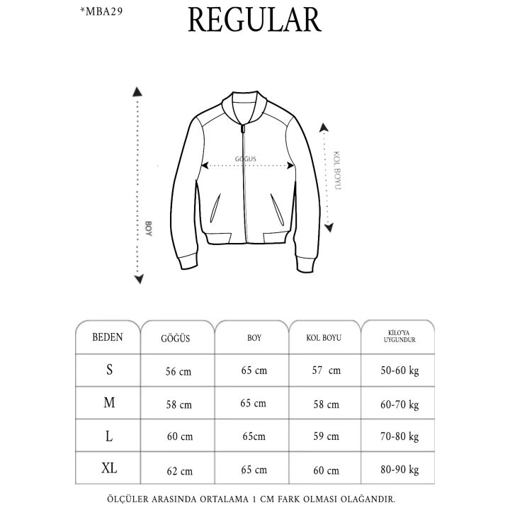 Unisex Uzun Kol Baskılı Bomber Ceket - Siyah