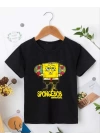 Bisiklet Yaka Kısa Kol Çocuk Baskılı T-Shirt - Siyah