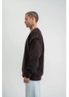 Geniş V yaka Kol Ribana Detaylı SweatShirt - Kahve