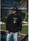 Kışlık Bisiklet Yaka Baskılı SweatShirt - Siyah