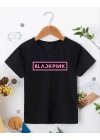 Kız Çocuk Bisiklet Yaka Baskılı T-Shirt - Siyah