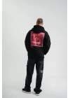 Double Oversize Kapşonlu Dijital Patchli SweatShirt - Siyah