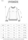 Üç İplik Desenli Bisiklet Yaka Oversize SweatShirt - Beyaz