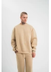 Uzun Kol Bisiklet Yaka Basic SweatShirt - Bej