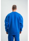 Uzun Kol Bisiklet Yaka Basic SweatShirt - Mavi