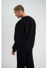 Uzun Kol Bisiklet Yaka Basic SweatShirt - Siyah