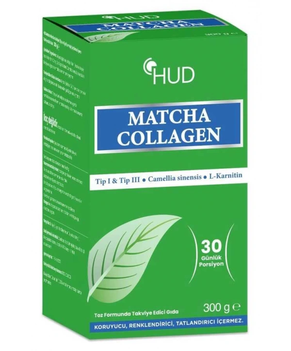 HUD Matcha Kolajen (Tip I ve Tip III) ve Yeşil Çay Ekstresi 300 G (30 Günlük Porsiyon)