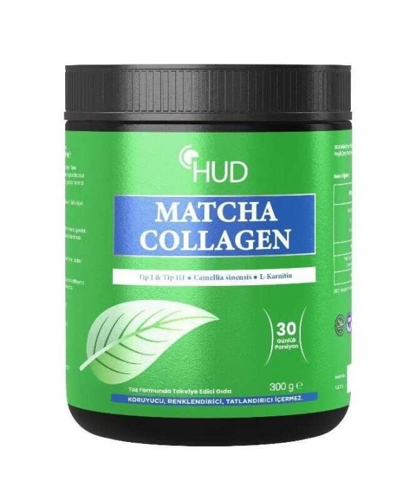 HUD Matcha Kolajen (Tip I ve Tip III) ve Yeşil Çay Ekstresi 300 G (30 Günlük Porsiyon)