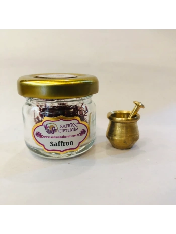 El Yapımı Pirinç Safran Havanı ve Yerli Safran (1gr)