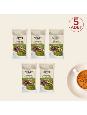 SERVET Çikolatalı Antep Fıstıklı Sarma Lokum 20g 5li Paket