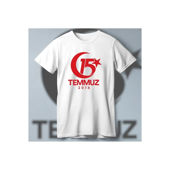 15 Temmuza Özel Tasarım 2016 Baskılı T-shirt - Beyaz