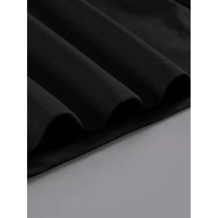 20/1 Penye Compack Baskılı Oversize Kahve Desenli Kadın Kısa Kol Yazlık T-shirt - Siyah