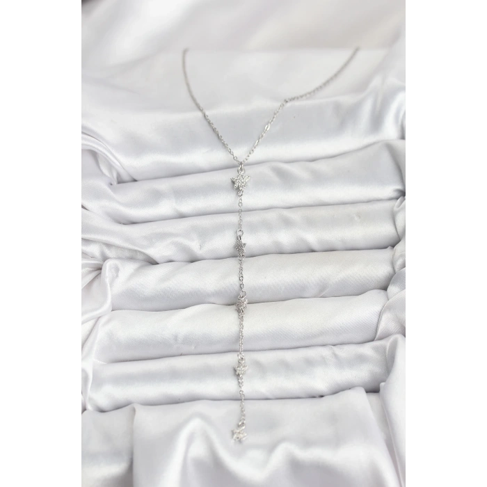 316L Çelik Zincir Gümüş Renkli Yıldız Model Kadın Y Kolye