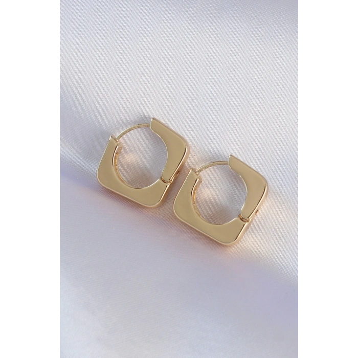 Pirinç Gold Renk Kare Küpe