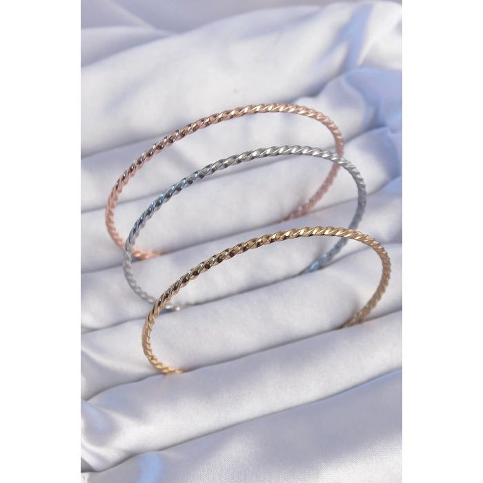 316L Çelik Renkli İnce Burgu Model Ajda Bilezik Seti