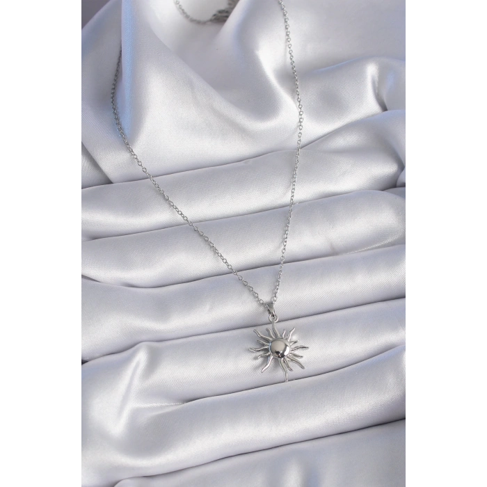 316L Çelik Gold Renk Zincir Güneş Figür Kadın Kolye