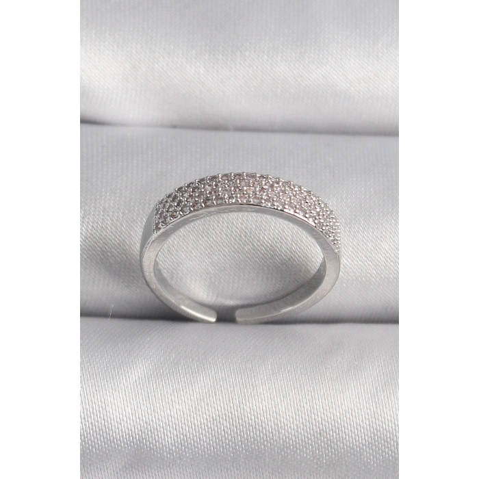 Pirinç Gümüş Renk Zirkon Taşlı VIP Seri Kadın Yüzük