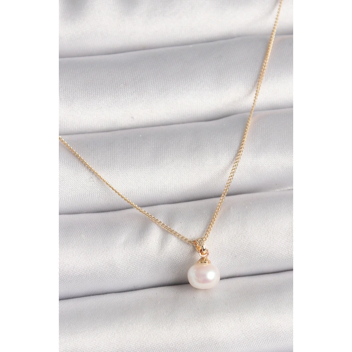 Pirinç Gold Renk İnci Model Kadın Kolye