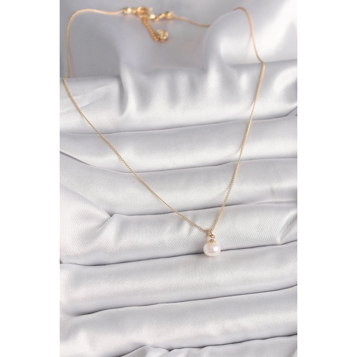 Pirinç Gold Renk İnci Model Kadın Kolye