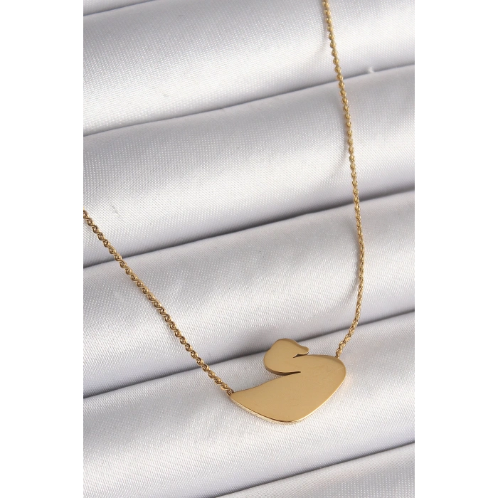 316L Çelik Gold Renk Zincir Kuğu Model Kadın Kolye