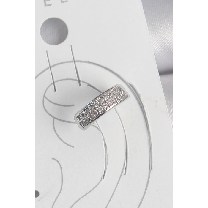 Pirinç Gümüş Renk Zirkon Taşlı Kıkırdak Model Kadın Küpe