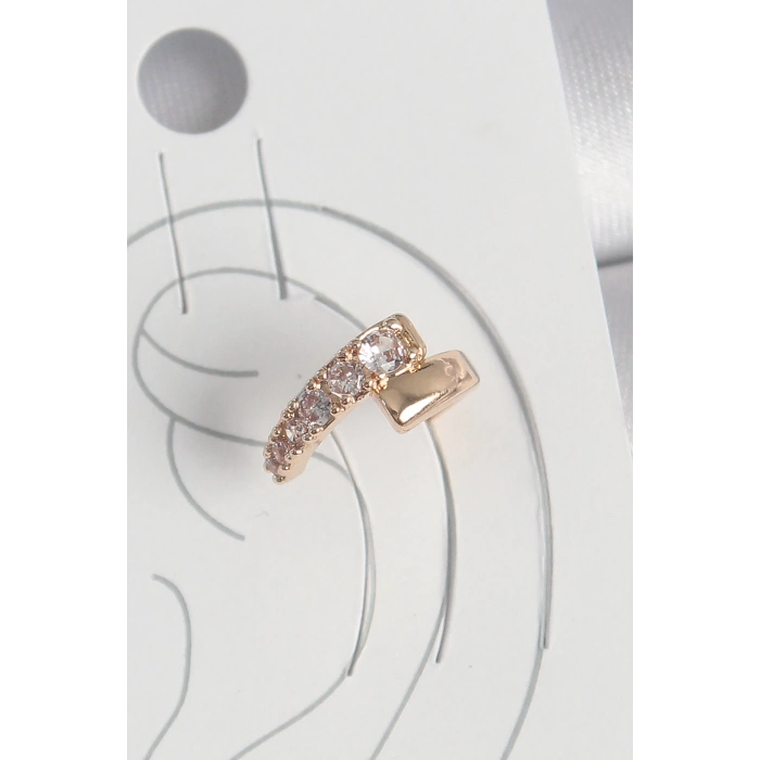 Pirinç Gold Renk Zirkon Taşlı Kadın Kıkırdak Küpe