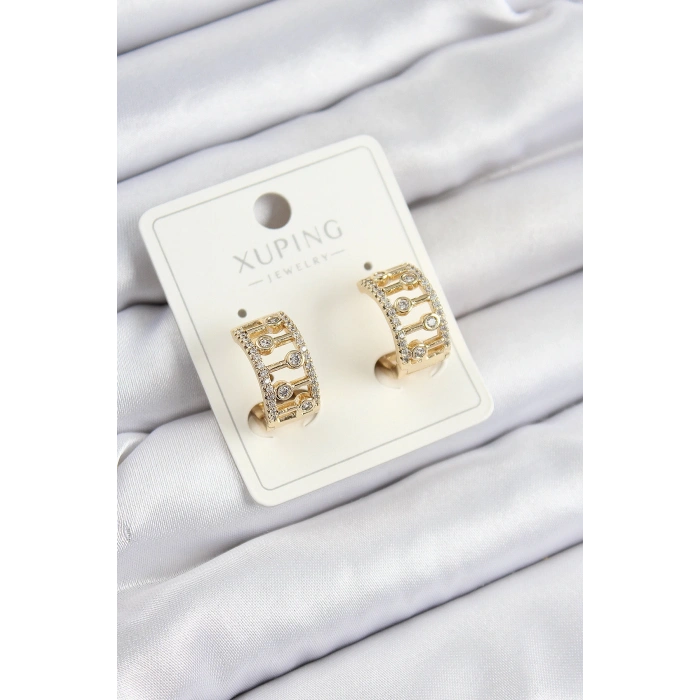 Xuping Zirkon Taşlı Çit Halka Model Gold Renk Kadın Küpe