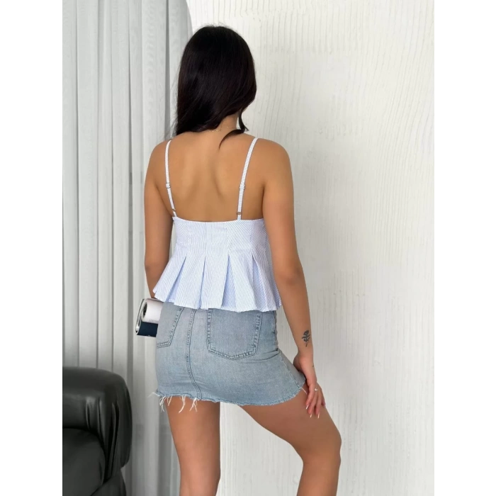 Askılı Dekolte detaylı crop - Açık Mavi