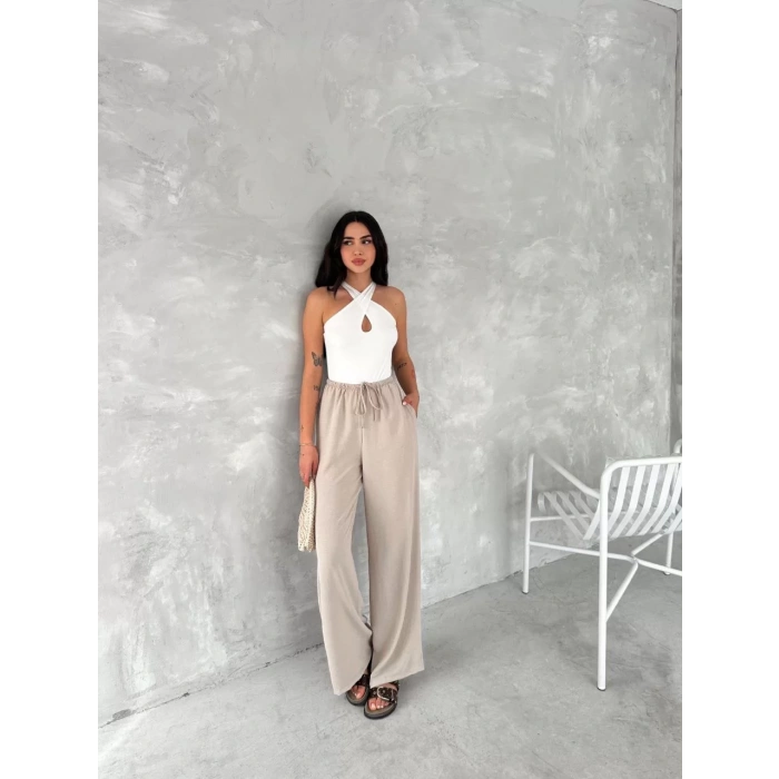 Ayrobin Oversize Kadın Pantalon - Bej