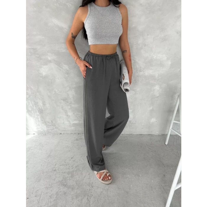 Ayrobin Oversize Kadın Pantalon - Füme