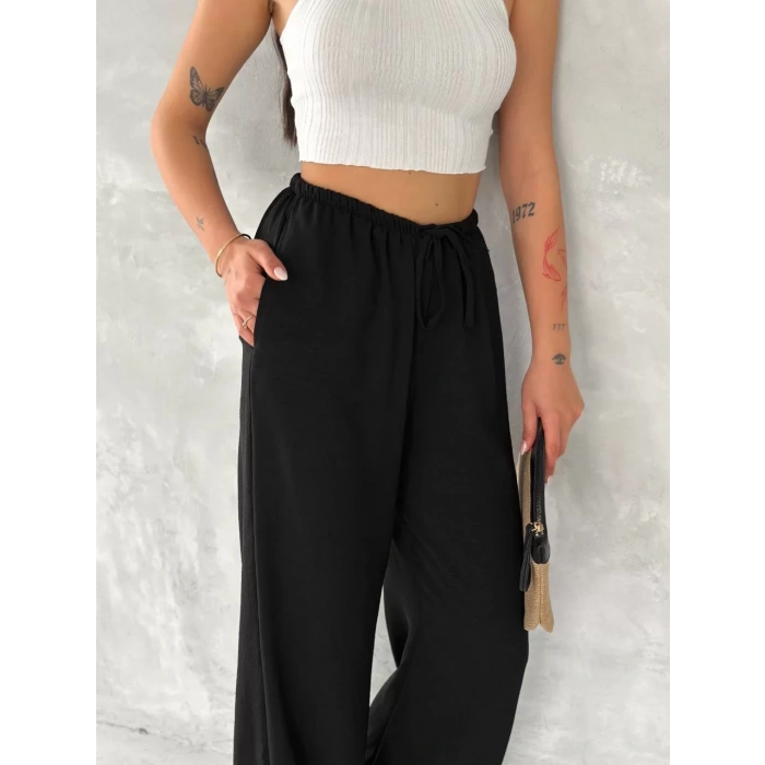 Ayrobin Oversize Kadın Pantalon - Siyah