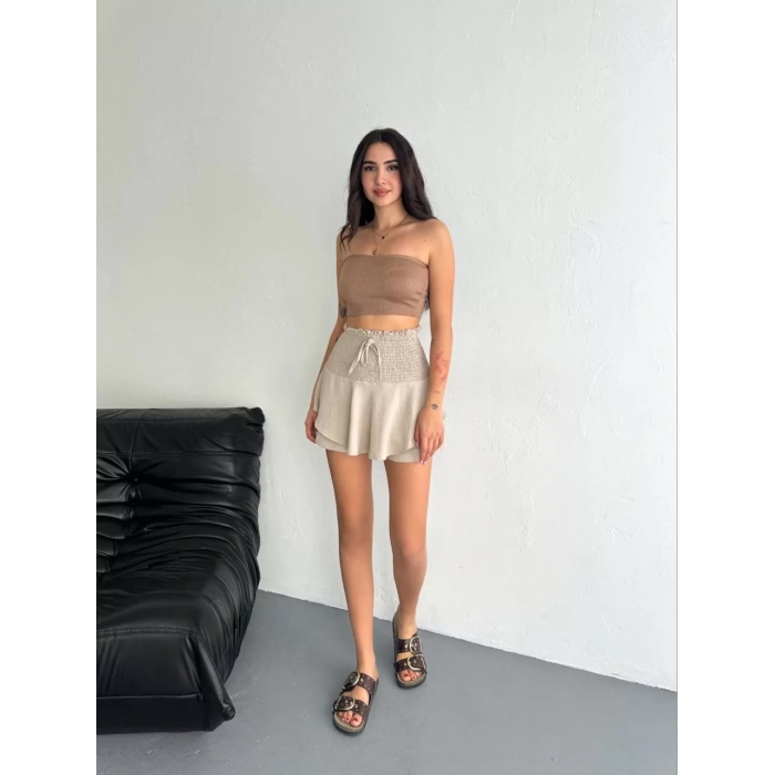 Ayrobin Şortlu Etek - Bej