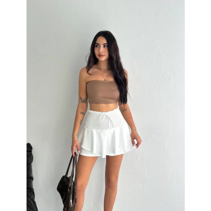 Ayrobin Şortlu Etek - Beyaz