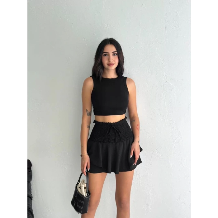Ayrobin Şortlu Etek - Siyah