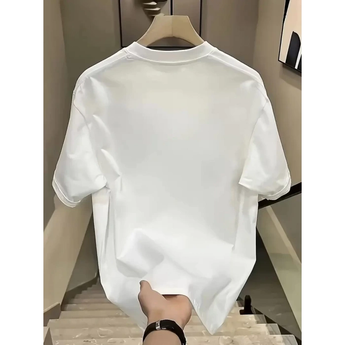 Day One Baskılı Oversize Bisiklet Yaka T-shirt - Beyaz