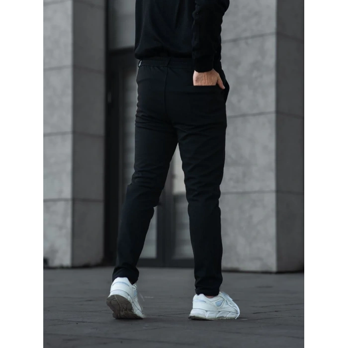 Erkek Diagonel Mikro dokulu Cepli Pantolon - Siyah