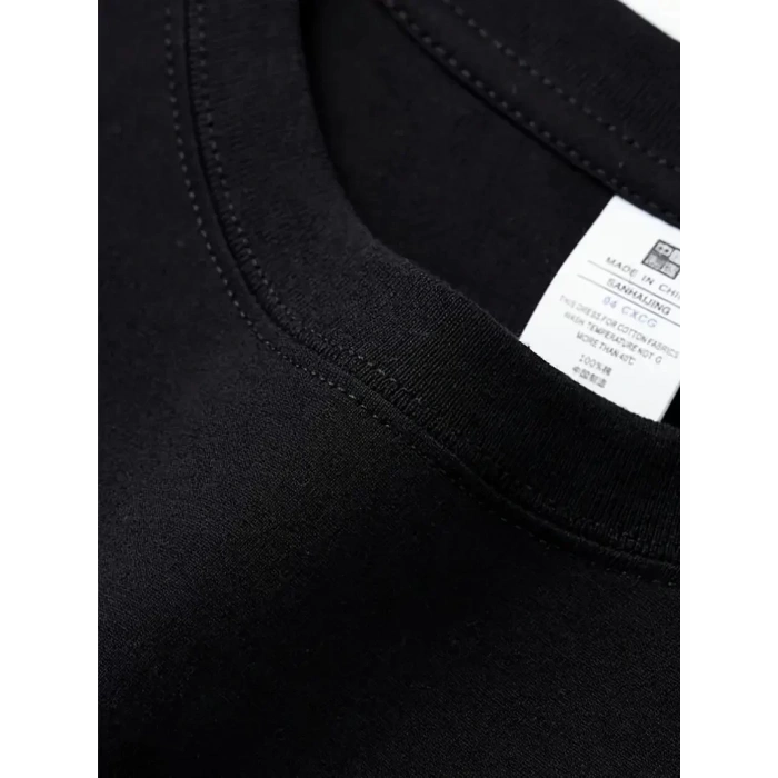 Geniş Kesim Pamuklu Tişört - GANDHI The Project Baskılı, Siyah, Rahat Kesim, Kısa Kollu, Günlük Kıyafet, Her Gün Giyilebilecek Tişört- Siyah