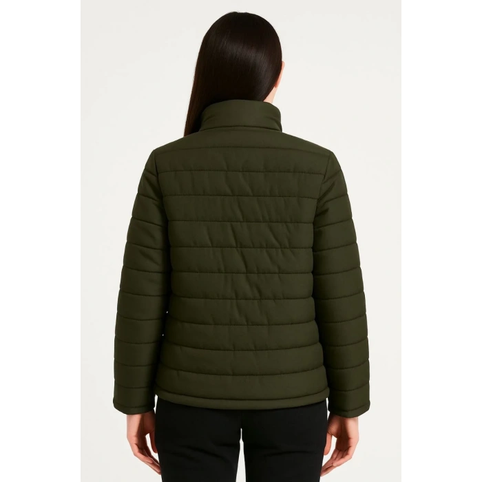 Kadın Bomber Mont Ceket – Su İtici Kumaş, Kapitone Astarlı, Fermuarlı, Kışlık - Haki