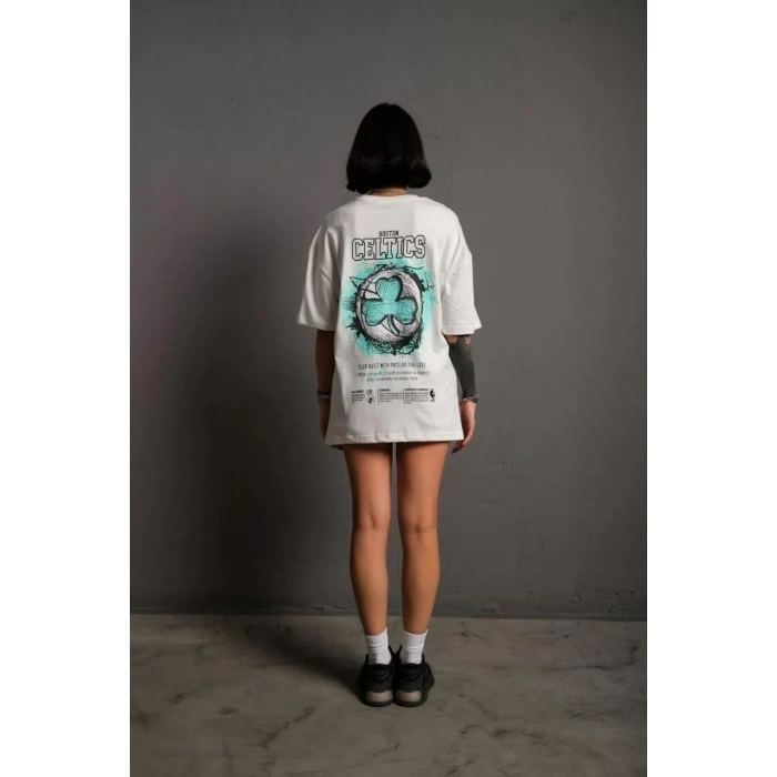 Kadın Sırt Baskılı T-shirt - Beyaz