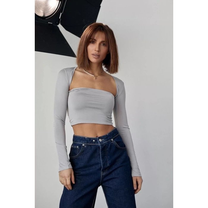 Kara Yaka Uzun Kollu Crop - Taş