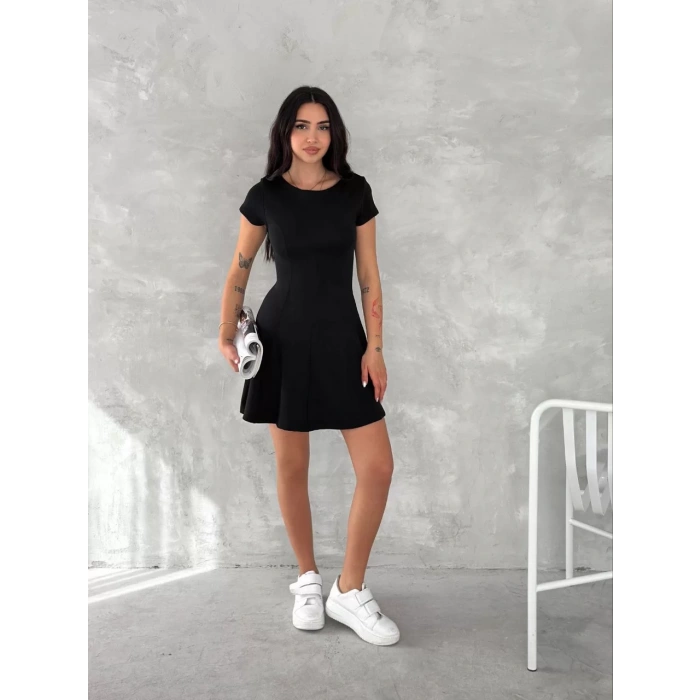 kısa kollu Mini Elbise - Siyah