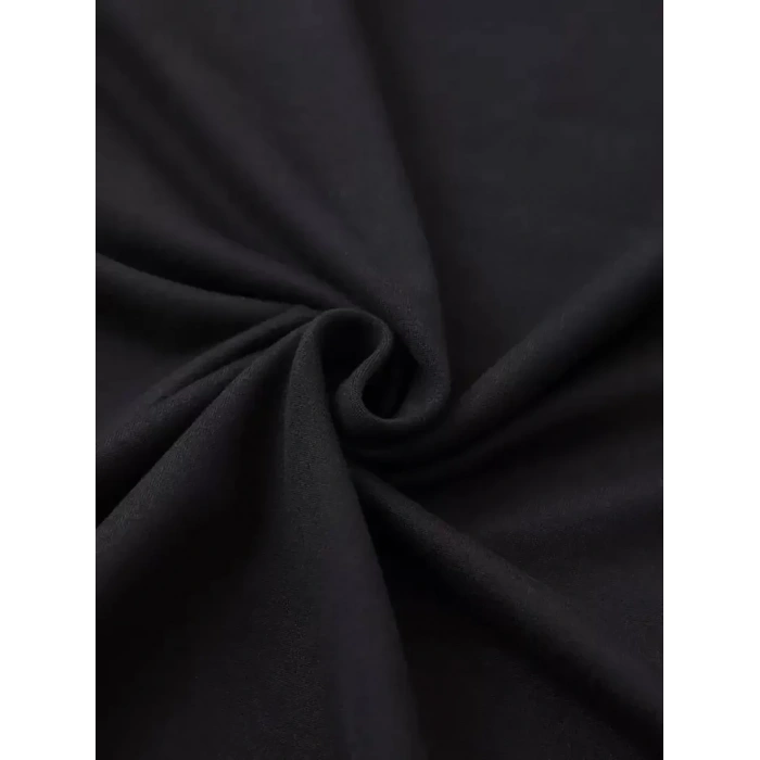 Leopar Desenli Fiyonklu Tişört - Rahat Polyester, Makinede Yıkanabilir, Bisiklet Yaka, Kadınlar için Yazlık Günlük Üst - Siyah