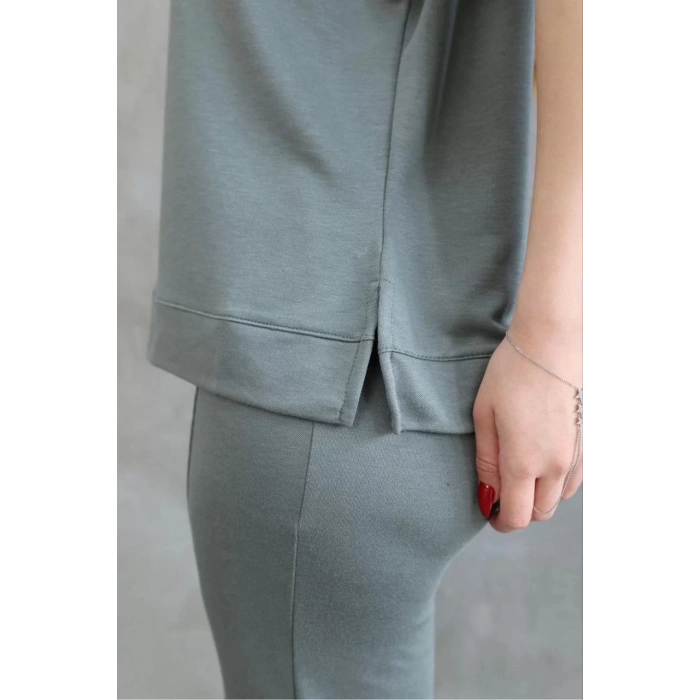 Osy Modal Yumuşak dokulu Kumaş Bisiklet Yaka Kısa Kollu Takım - Mint Yeşili