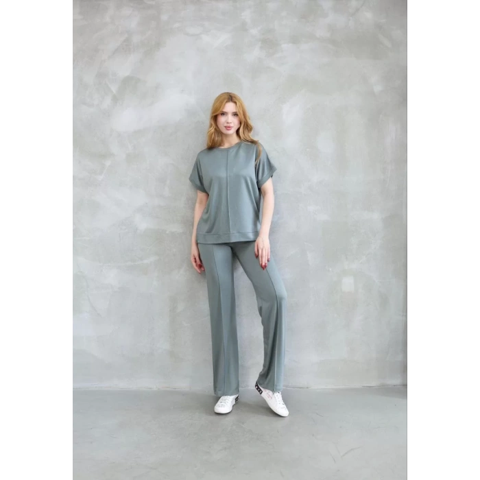 Osy Modal Yumuşak dokulu Kumaş Bisiklet Yaka Kısa Kollu Takım - Mint Yeşili