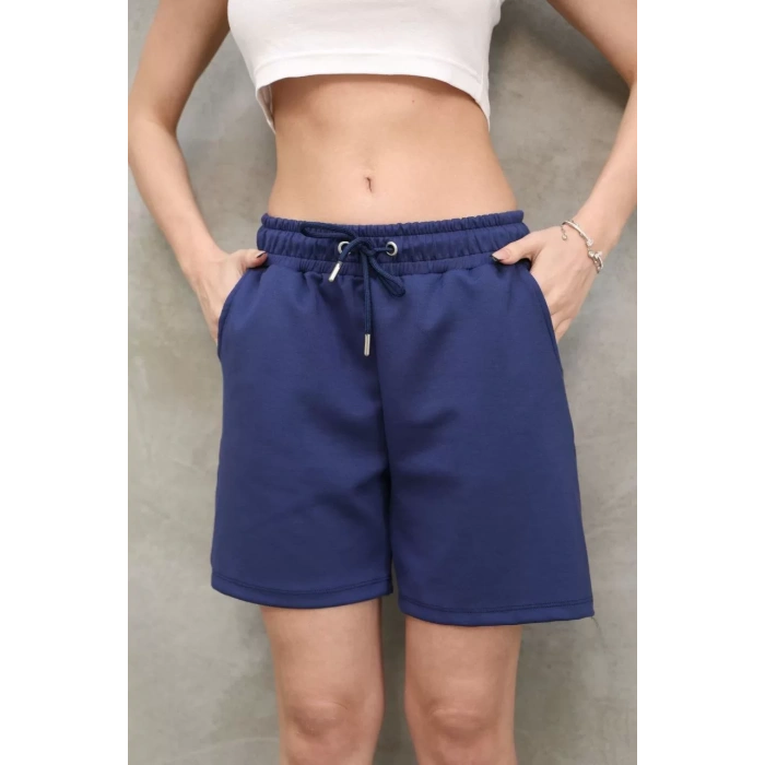 Osy Modal Yumuşak dokulu Kumaş Kadın Kısa Şort - Mavi