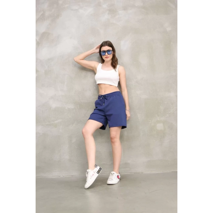 Osy Modal Yumuşak dokulu Kumaş Kadın Kısa Şort - Mavi