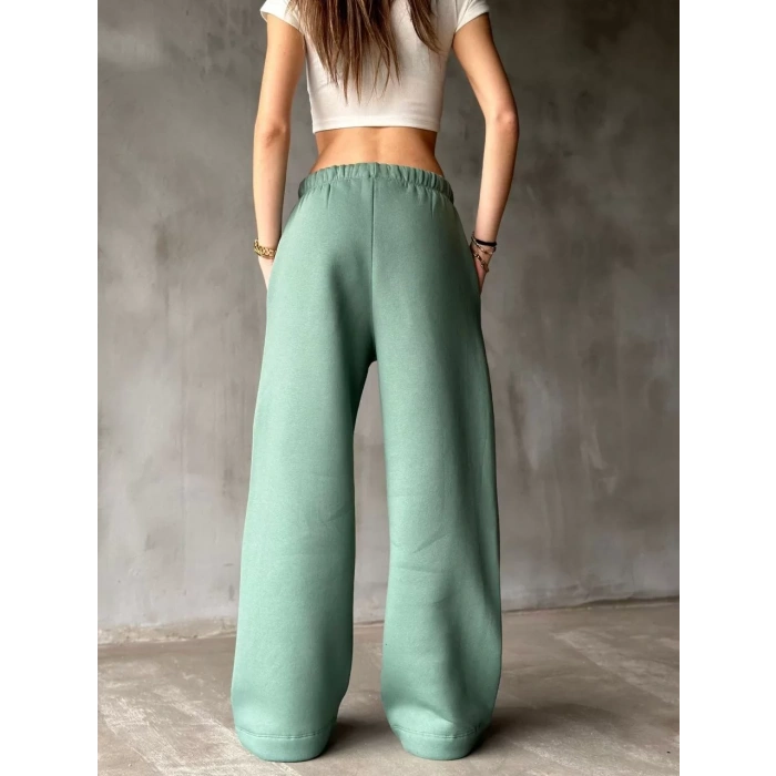 Palazzo Bol Paça Eşofman Pantolon - Yeşil