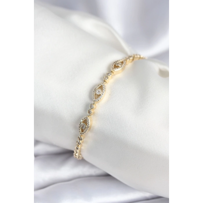 Pirinç Gold Renk Göz Model Kadın Bileklik