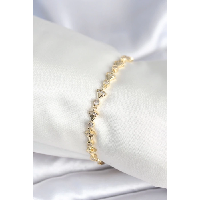 Pirinç Gold Renk Yelpaze Model Kadın Bileklik
